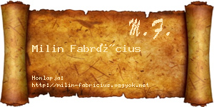 Milin Fabrícius névjegykártya
